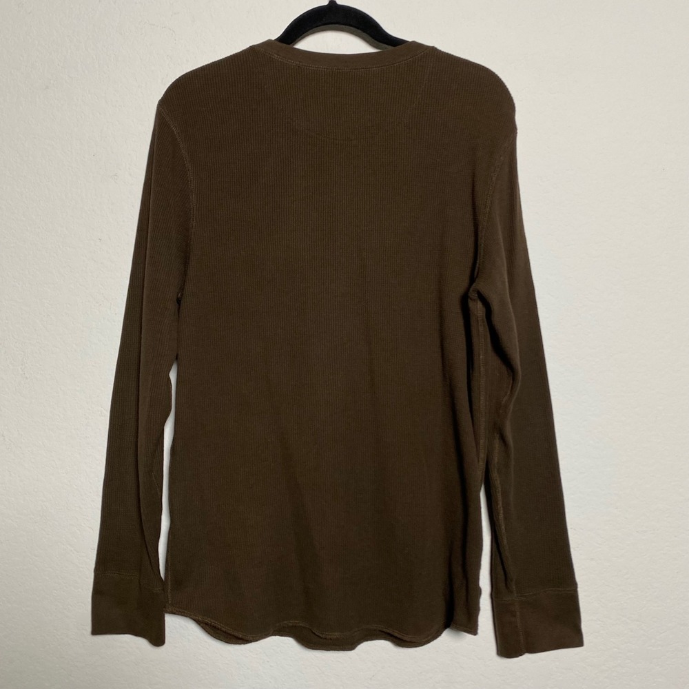 Gap Brown Long Sleeve Thermal Shirt Mens Large Minimalist Casual‎ Normcore Comfy - Picture 2 of 7